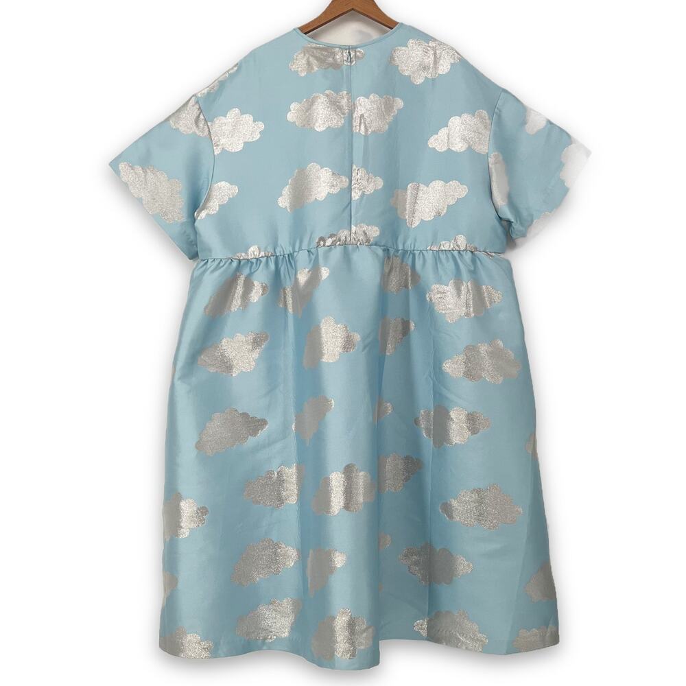 NEW Lazy Oaf Silver Linings Metallic Brocade Cloud Babydoll Dress UK 24 US 20 - Picture 11 of 15
